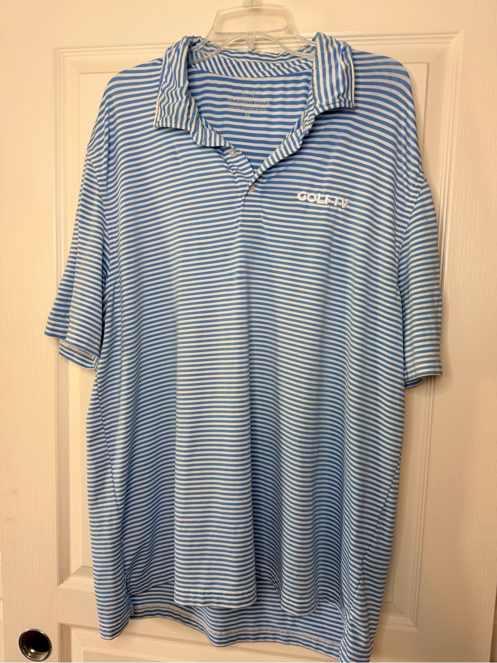Vinyard Vines Men's Light Blue & White Striped Polo Shirt